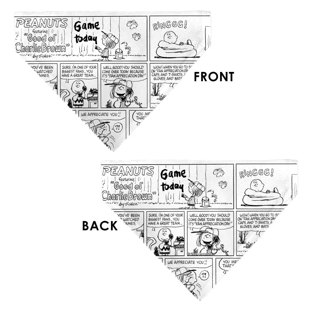 Pet Bandana - PEANUTS Good Ol Charlie Brown Comic Scene Blocks White/Black Pet Bandanas