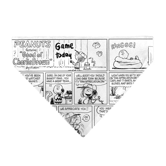Pet Bandana - PEANUTS Good Ol Charlie Brown Comic Scene Blocks White/Black Pet Bandanas