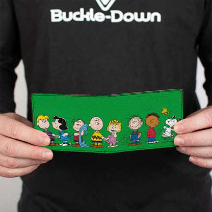 Bi-Fold Wallet - Peanuts Gang Group Pose Green Bi-Fold Wallets