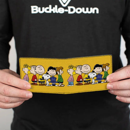 Bi-Fold Wallet - Peanuts Gang Close-Up Group Pose Golden Yellow Bi-Fold Wallets