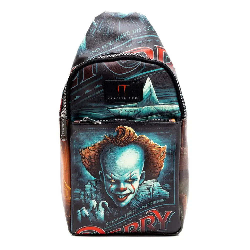 Warner Bros. Horror Movies Vegan Leather Crossbody Sling Bag It Chapter Two Pennywise Derry Circus Pose 7’’ x 14’’