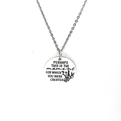 Perhaps This Is The Moment Necklace Stainless Steel Engraved Charm Esther 4 14 Faith Jewelry - Necklaces
