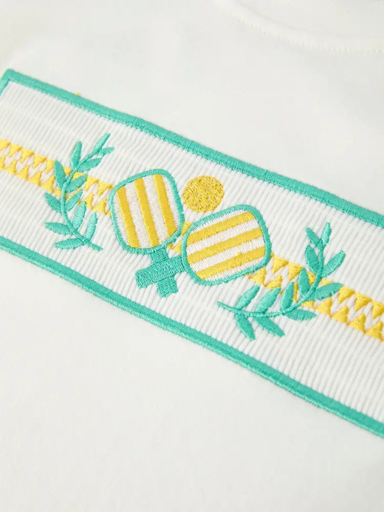 Pickle Ball Spring Gingham Embroidered Smocked Green Boys Shorts Set Outfit