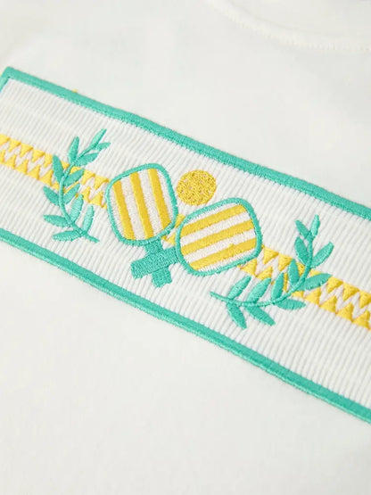 Pickle Ball Spring Gingham Embroidered Smocked Green Boys Shorts Set Outfit