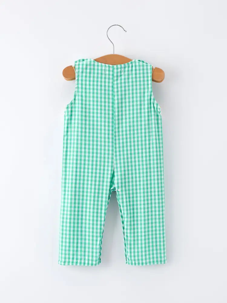 Pickle Ball Embroidered Smocked Green Baby Boys Romper Romper