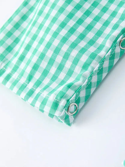 Pickle Ball Embroidered Smocked Green Baby Boys Romper Romper
