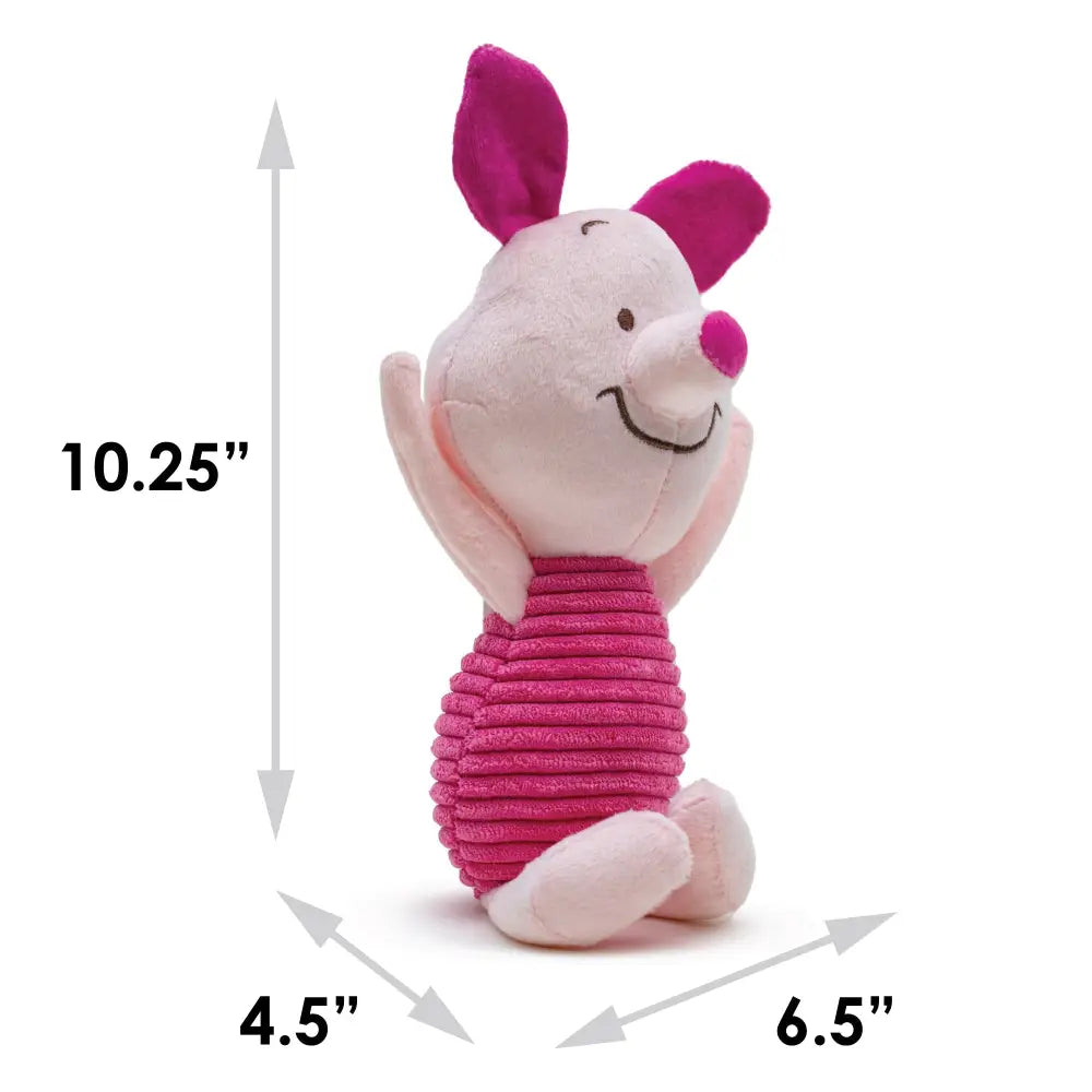 Dog Toy Squeaker Plush - Winnie the Pooh Piglet Arms Up Sitting Pose Dog Toy Squeaky Plush