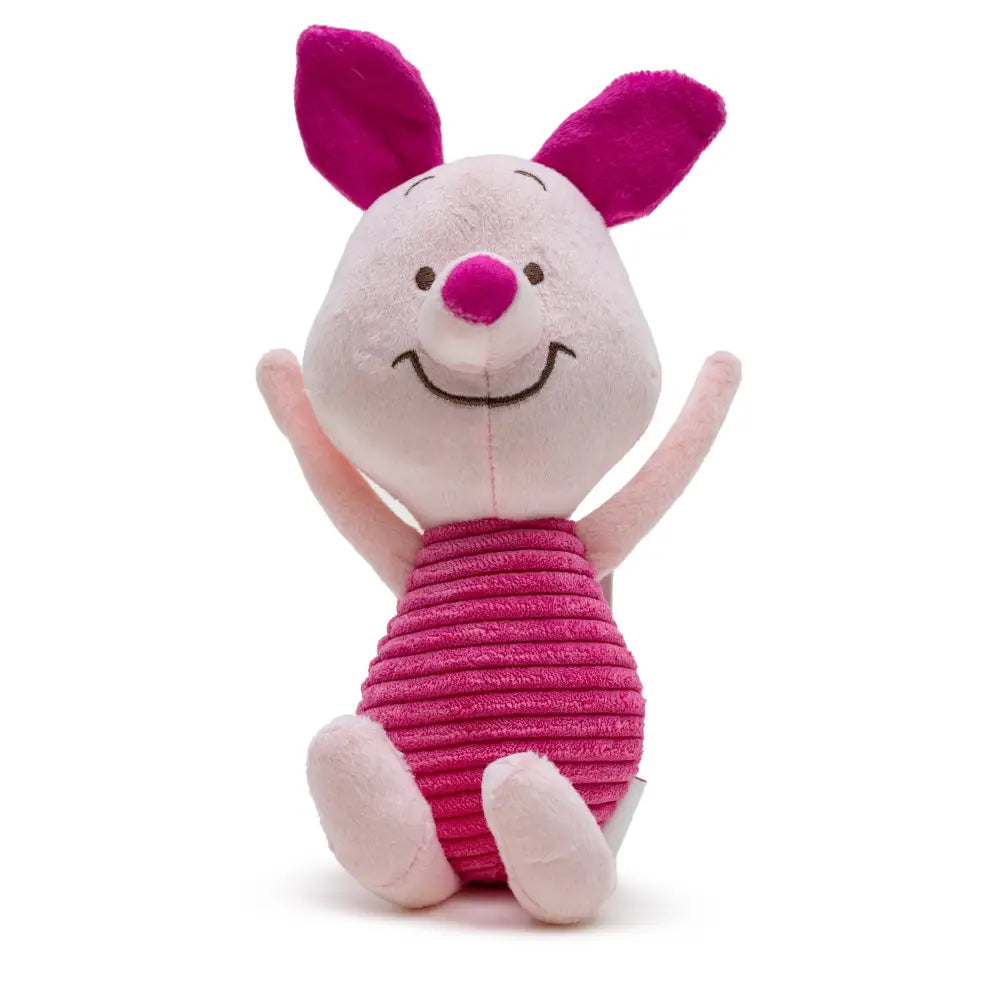 Dog Toy Squeaker Plush - Winnie the Pooh Piglet Arms Up Sitting Pose Dog Toy Squeaky Plush