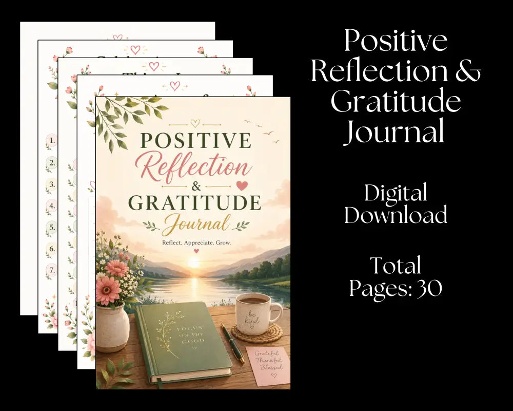 Positive Reflection & Gratitude Journal - Digital Download