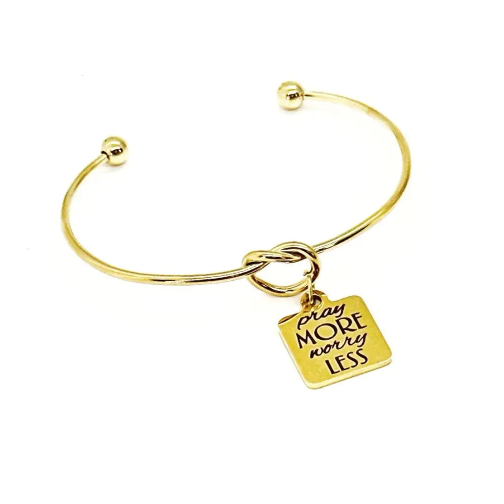Pray More Worry Less Cuff Bracelet Faith Jewelry Christian Encouragement Gift Gold Bracelet Inspirational Religious