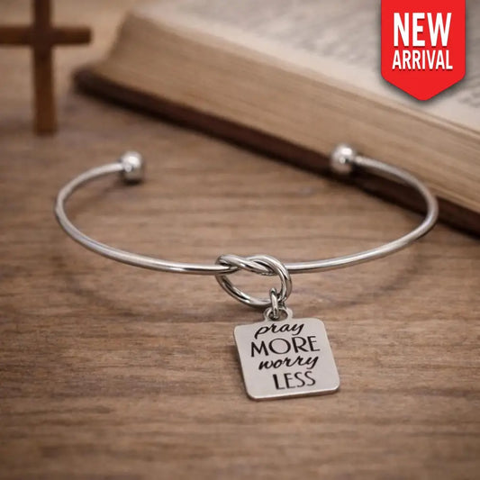 Pray More Worry Less Cuff Bracelet Faith Jewelry Christian Encouragement Gift Inspirational Religious Bracelet