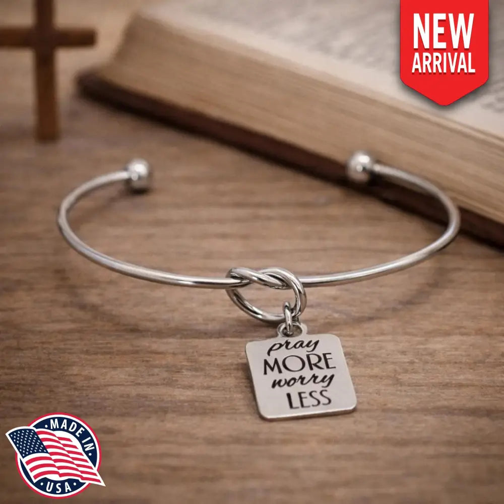 Pray More Worry Less Cuff Bracelet Faith Jewelry Christian Encouragement Gift Inspirational Religious Bracelet