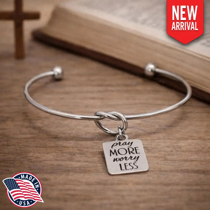 Pray More Worry Less Cuff Bracelet Faith Jewelry Christian Encouragement Gift Inspirational Religious Bracelet