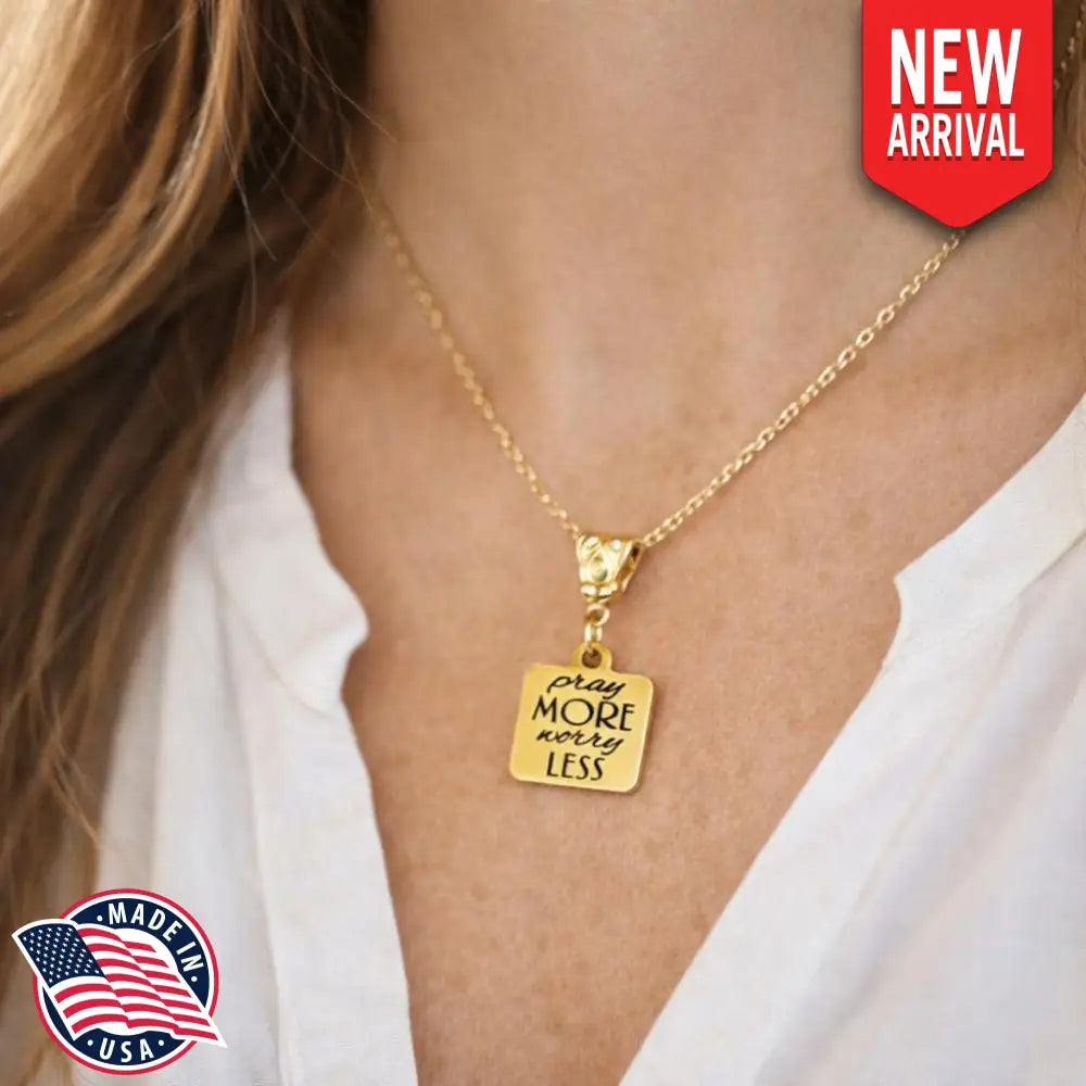 Pray More Worry Less Necklace Faith Jewelry Christian Encouragement Gift Gold Pendant Inspirational Religious Necklace