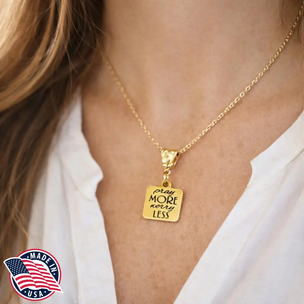 Pray More Worry Less Necklace Faith Jewelry Christian Encouragement Gift Gold Pendant Inspirational Religious Necklace