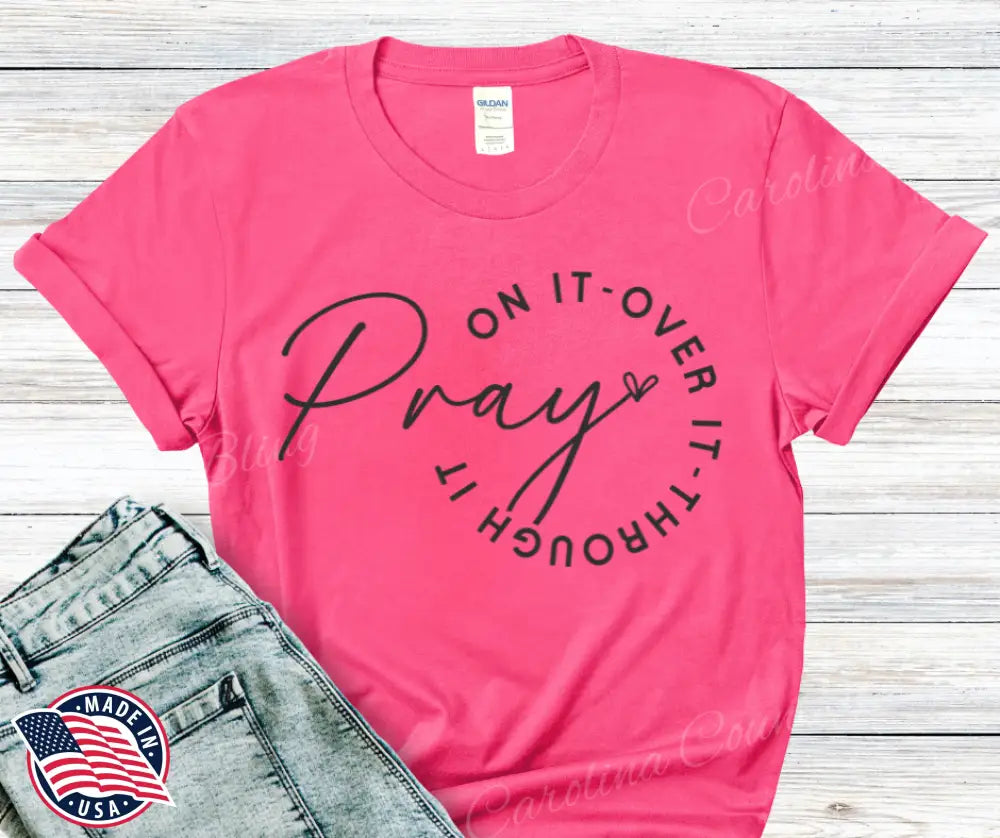 Pray On It – Multi Small / Pink Shirt