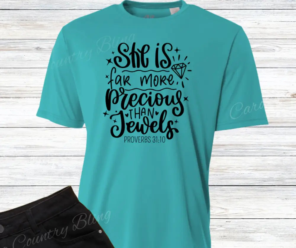 Precious Than Jewels – Multi Small / Teal Shirt