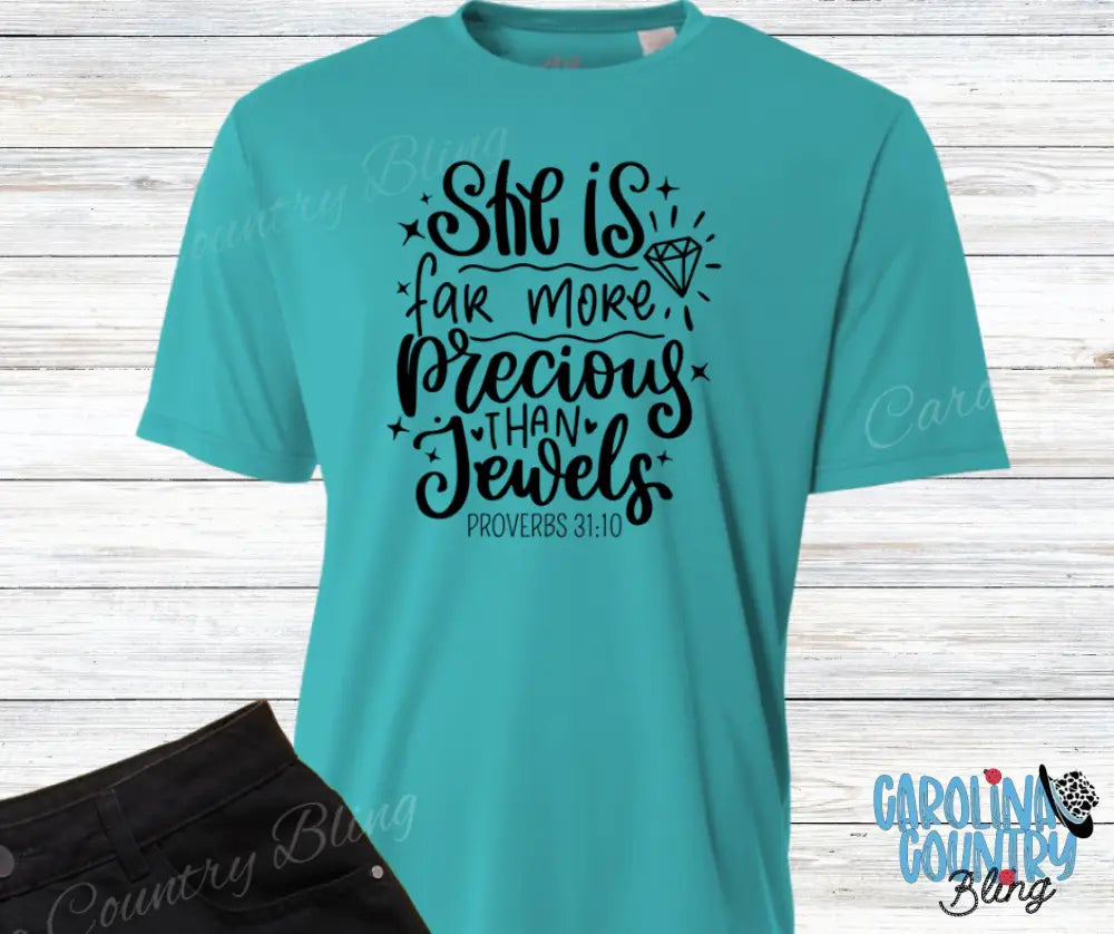 Precious Than Jewels – Multi Small / Teal Shirt