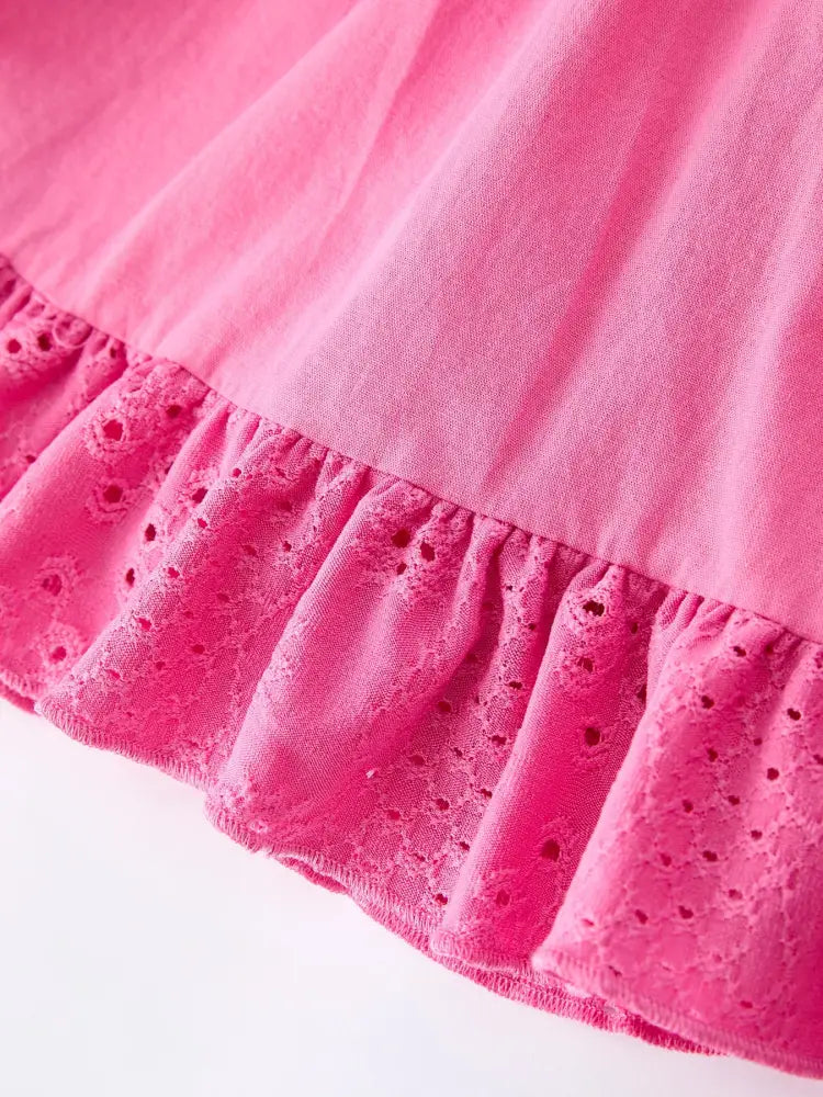 Pink Girl Smocked Ruffle Dress Dress
