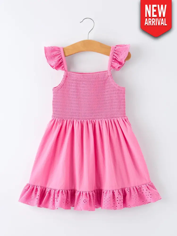 Pink Girl Smocked Ruffle Dress Dress
