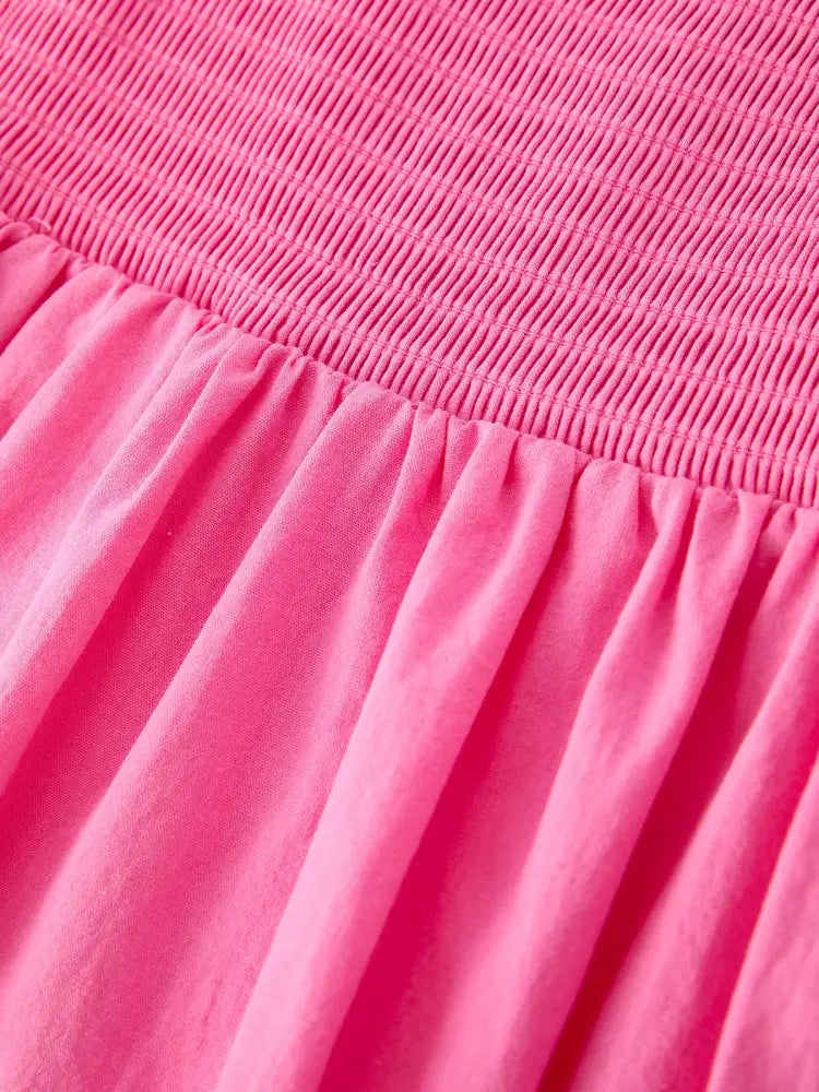 Pink Girl Smocked Ruffle Dress Dress