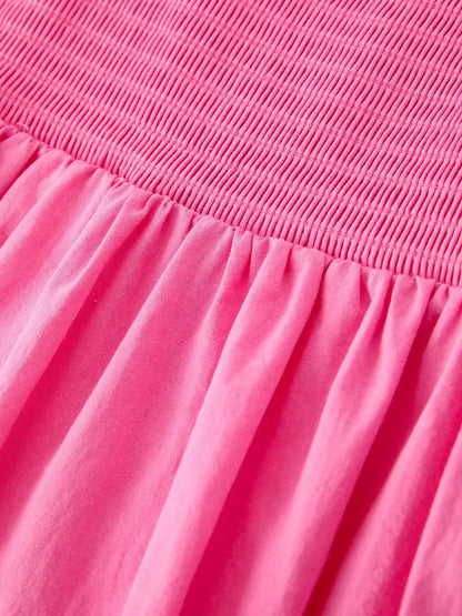 Pink Girl Smocked Ruffle Dress Dress