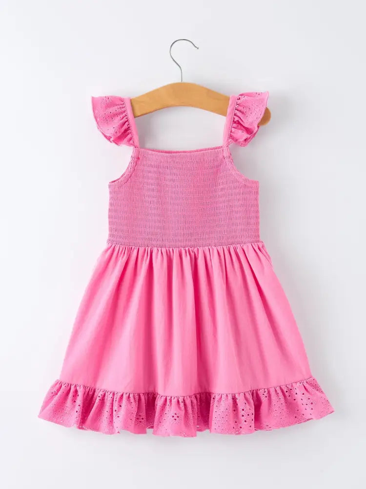 Pink Girl Smocked Ruffle Dress Dress