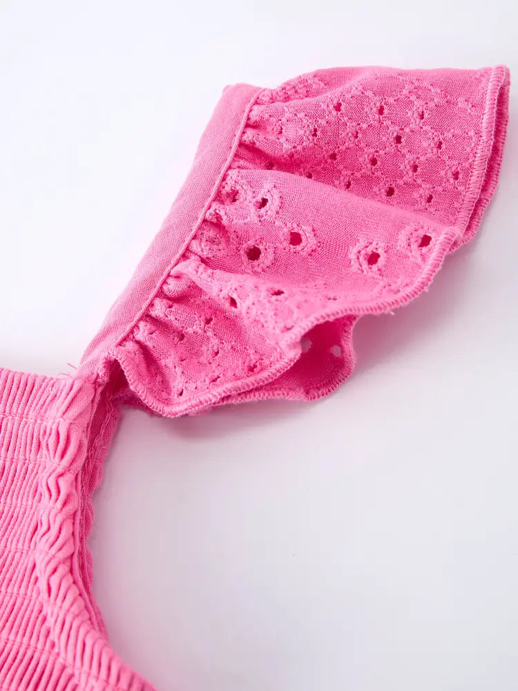 Pink Girl Smocked Ruffle Dress Dress