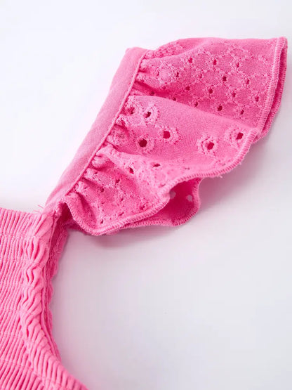 Pink Girl Smocked Ruffle Dress Dress