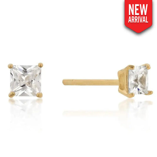 Princess Cut - Gold - Earrings