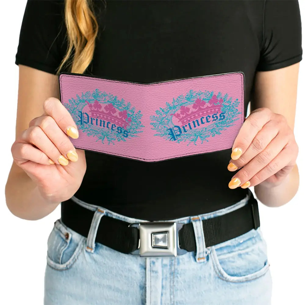 Bi-Fold Wallet - Crown Princess Oval Pink Turquoise Bi-Fold Wallets