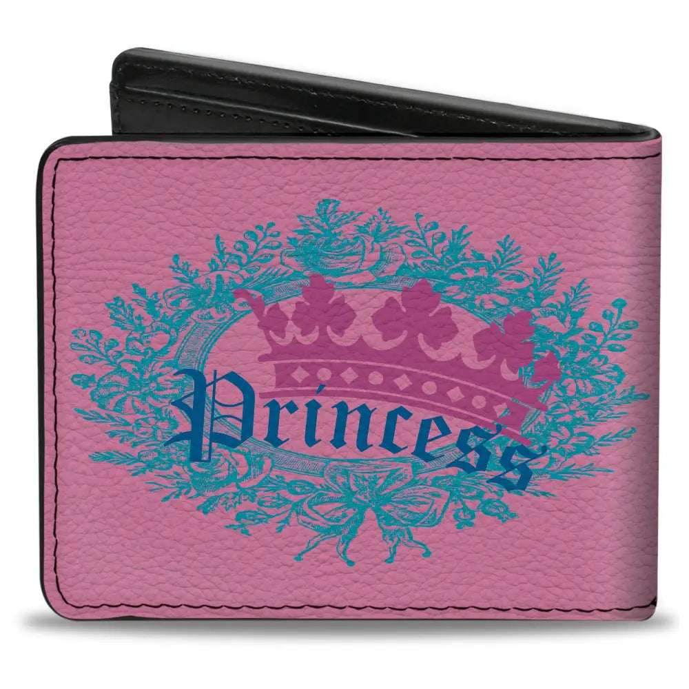 Bi-Fold Wallet - Crown Princess Oval Pink Turquoise Bi-Fold Wallets