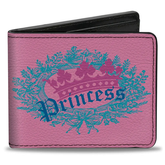 Bi-Fold Wallet - Crown Princess Oval Pink Turquoise Bi-Fold Wallets