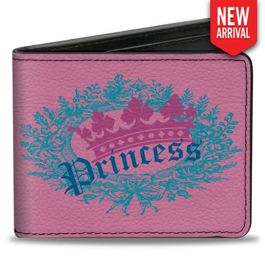 Bi-Fold Wallet - Crown Princess Oval Pink Turquoise Bi-Fold Wallets