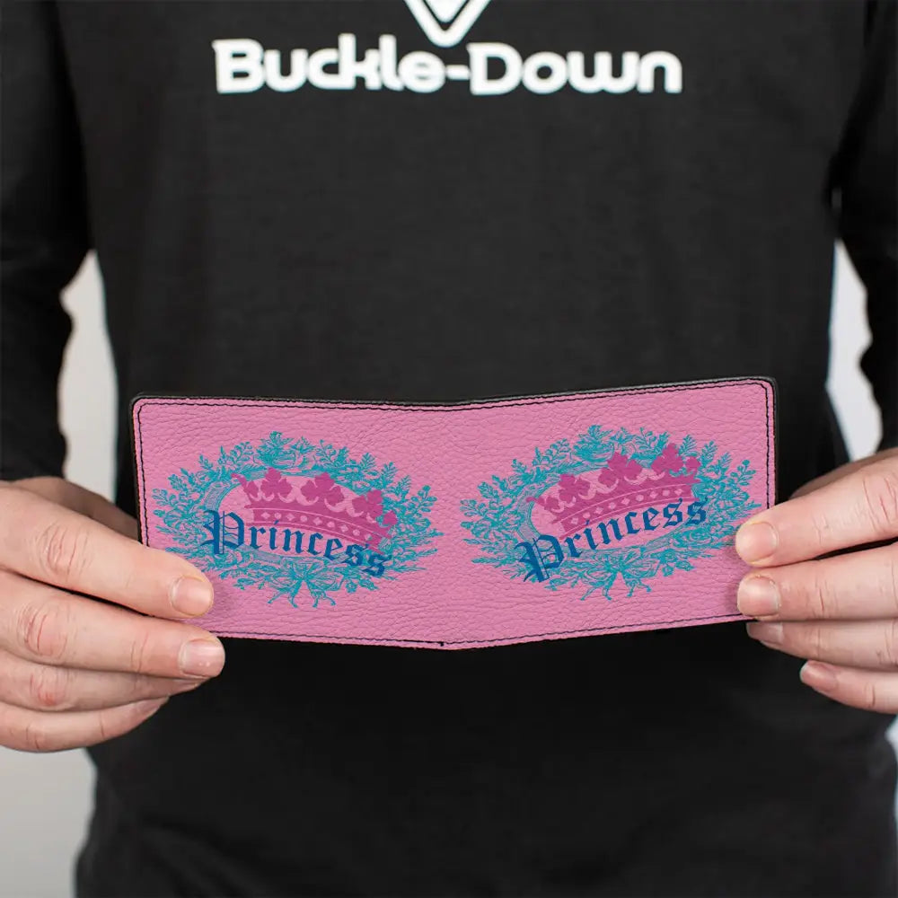 Bi-Fold Wallet - Crown Princess Oval Pink Turquoise Bi-Fold Wallets