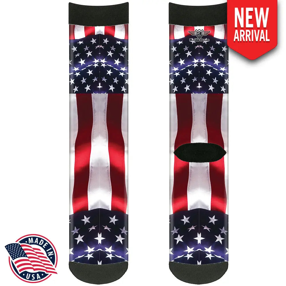 Sock Pair - Polyester - American Flag Vivid C/U - CREW Socks