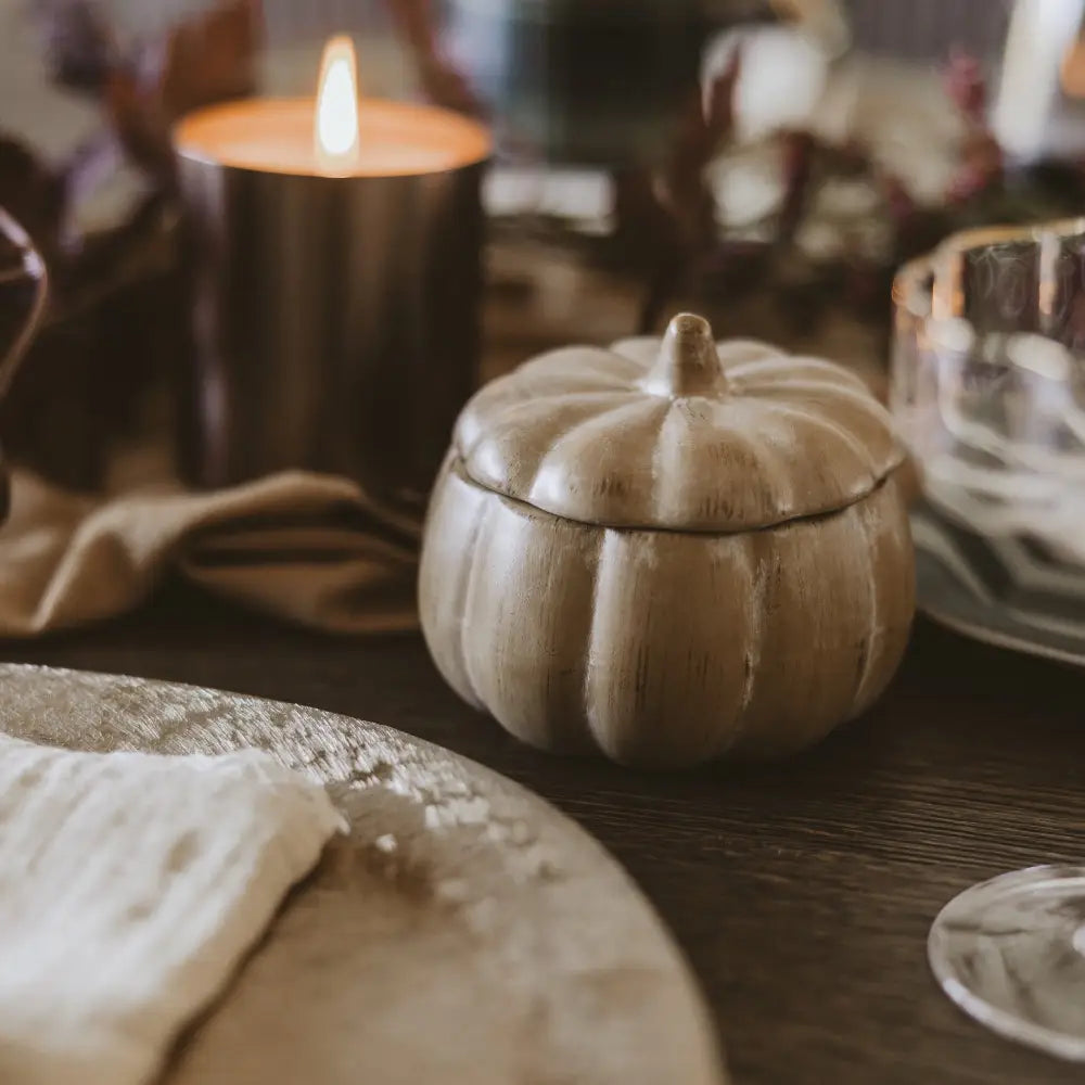 Pumpkin Spice Soy Candle - Ceramic Pumpkin Jar - 8 oz - Candles