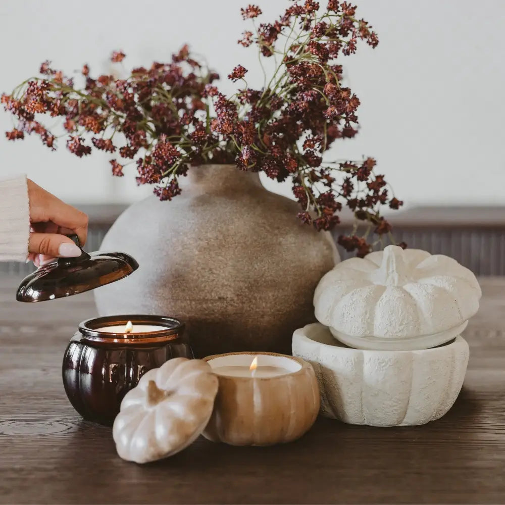 Pumpkin Spice Soy Candle - Ceramic Pumpkin Jar - 8 oz - Candles