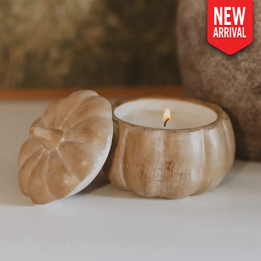 Pumpkin Spice Soy Candle - Ceramic Pumpkin Jar - 8 oz - Candles