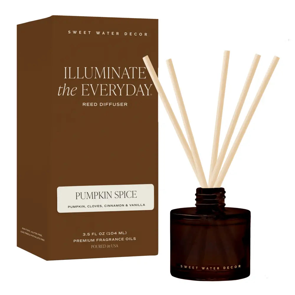 Pumpkin Spice Amber Tinted Glass Jar Reed Diffuser - Reed Diffusers
