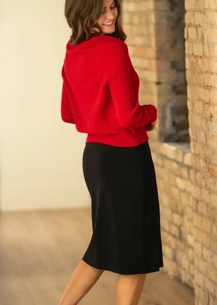 Quinn Black Knit Midi Skirt - IC Skirts
