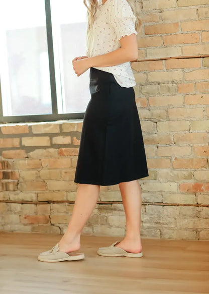 Quinn Black Knit Midi Skirt - IC Skirts