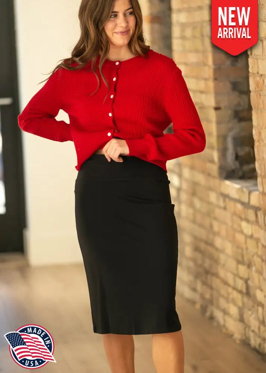Quinn Black Knit Midi Skirt - XS - IC Skirts