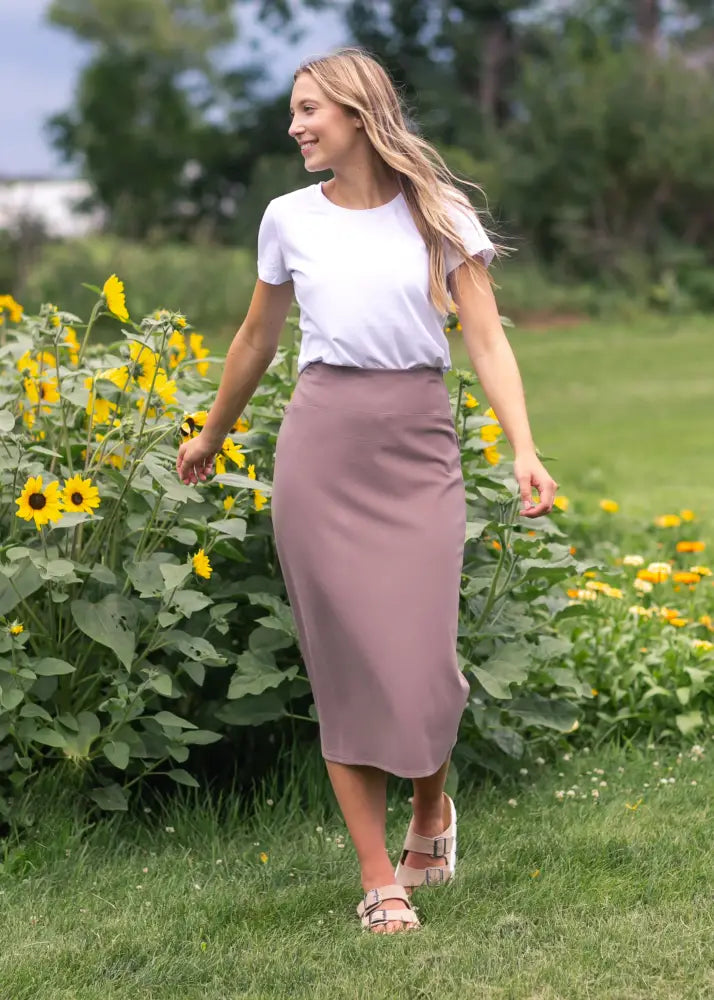 Quinn Midi Skirt 31 Inch - FINAL SALE - Dark Taupe / XS - IC Skirts