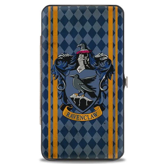 Hinged Wallet - RAVENCLAW Crest Stripes Diamonds Blues Gold Hinged Wallets