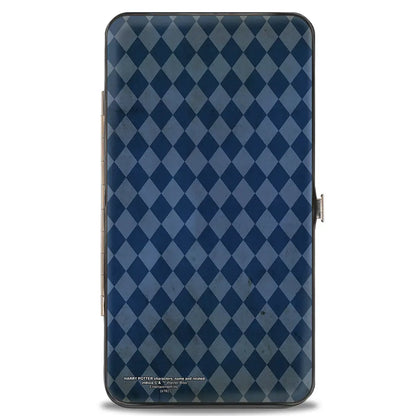 Hinged Wallet - RAVENCLAW Crest Stripes Diamonds Blues Gold Hinged Wallets