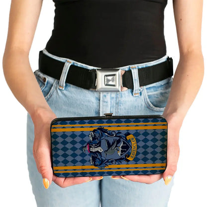 Hinged Wallet - RAVENCLAW Crest Stripes Diamonds Blues Gold Hinged Wallets