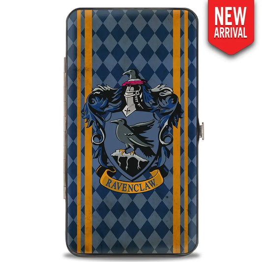 Hinged Wallet - RAVENCLAW Crest Stripes Diamonds Blues Gold Hinged Wallets