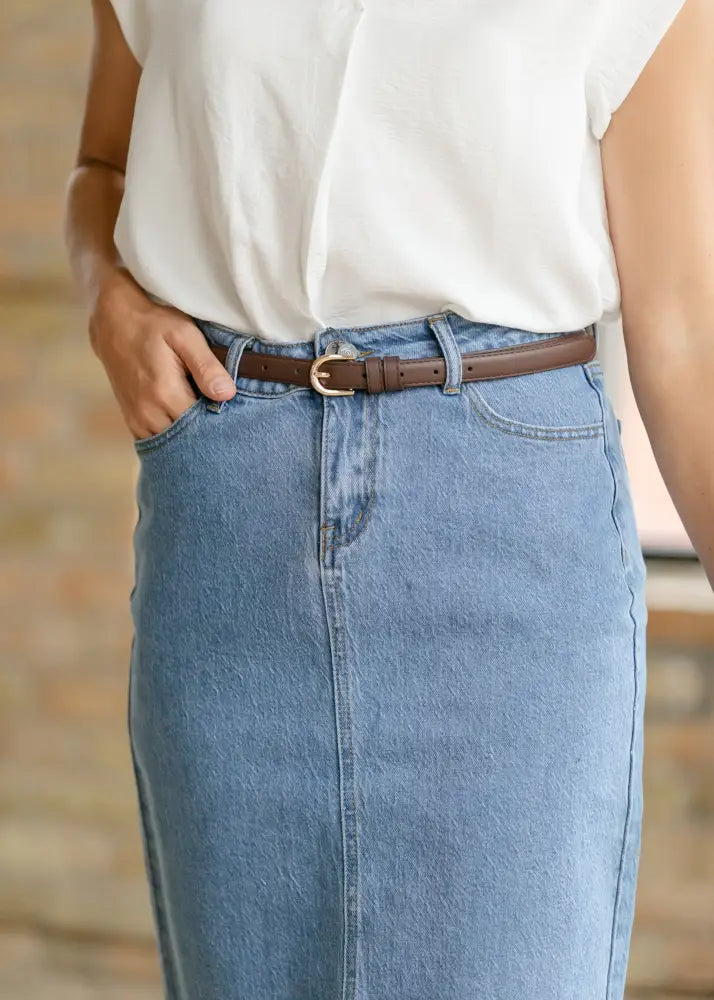 Remi Denim Classic Wash Midi Skirt IC Skirts