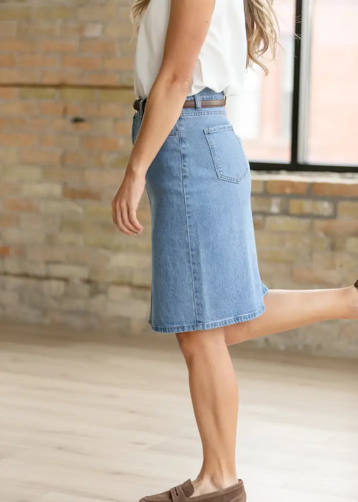 Remi Denim Classic Wash Midi Skirt IC Skirts